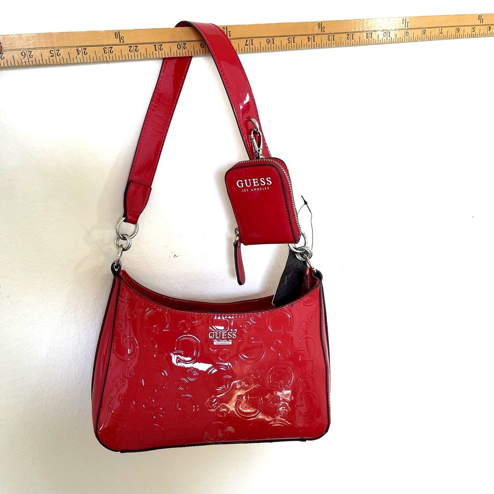 NWT Guess Y2K Patent Leather Shoulder Handbag Red Embossed Bimbocore‎ READ